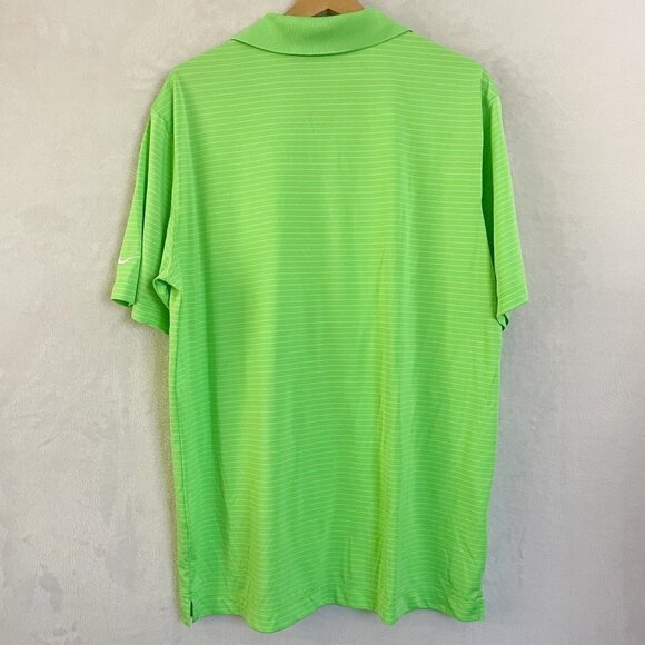 Men's Nike Golf tour performance Neon Green White Stripe Polo shirt Size L - Picture 6 of 11